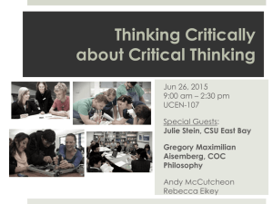 Presentation - Critical Thinking 2015 Final (1)