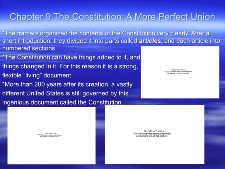 Chapter 9 The Constitution A More Perfect Union