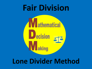 Fair Division: Lone-Divider Presentation