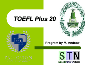 TOEFL Plus 20 - The Saudi Test