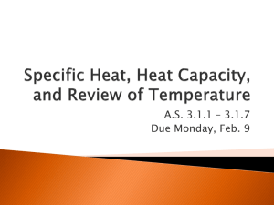 Specific Heat and Heat Capacity