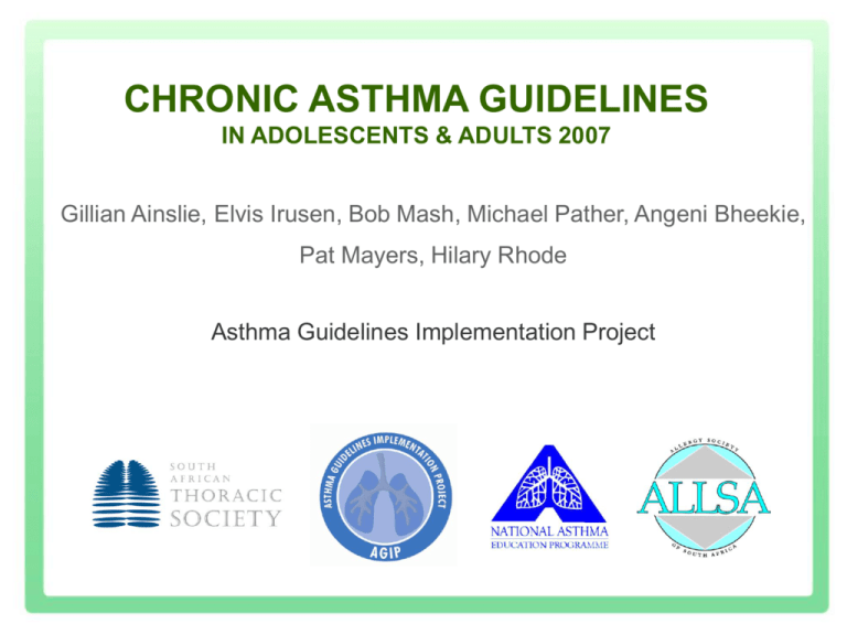 New Chronic Asthma Guidelines - South African Thoracic Society