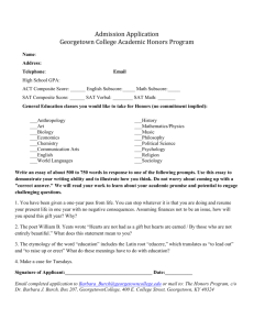 Admission Application Georgetown College Academic Honors