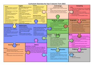 Curriculum Overview for Year 5 Autumn Term 2015