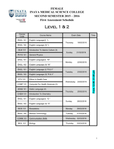 First Exam - INAYA Medical College