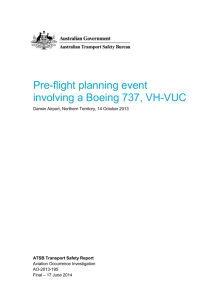 Pre-flight planning events involving a Boeing 737, VH-VUC