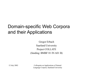 Domain-specific Web Corpora and their Applications