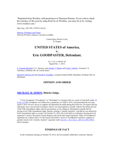 UNITED STATES of America, v. Eric GOODPASTER, Defendant.