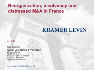 Reorganization, insolvency and distressed M&A in France