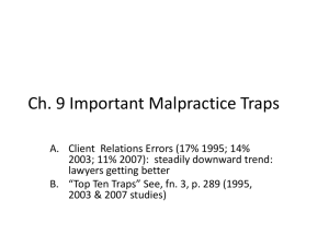 Ch. 9 Important Malpractice Traps