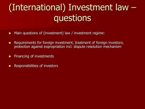 (International) Investment law – questions