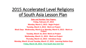 2015 Academic A Religions of South Asia Lesson Plan