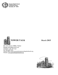 March Tower Talk 2015 - Genesee Baptist Church