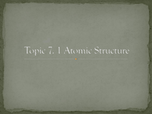 Topic 7. 1 Atomic Structure