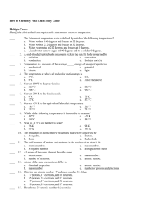 Intro to Chemistry Final Exam Study Guide Multiple Choice Identify