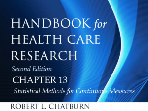 Chapter 13- Statistical Methods for Continuous Measures