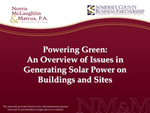 Powering Green: An Overview of Issues in Generating Solar Power