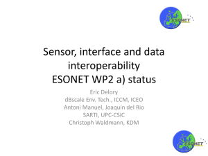 Sensor, interface and data interoperability ESONET WP2 a) status