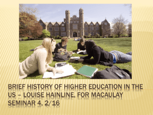 Brief History of Higher Education in the US