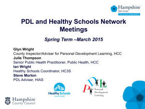 PDL and Healthy Schools Network Meetings Spring Term