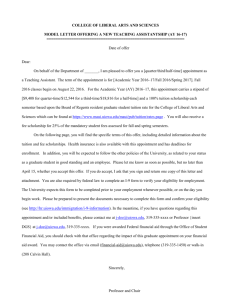 2016-17 Template for an Offer Letter for New Graduate Assistants