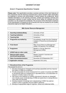 Annex C: Programme Specifications Template