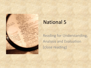 Reading for Understanding, Analysis + Evaluation