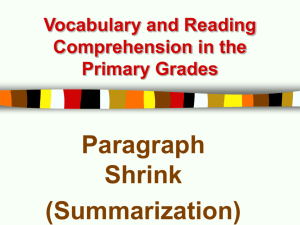 Vocabulary and Reading Comprehension in the