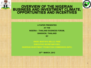 the nigerian investment climate . . . cont'd