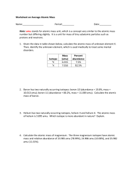 Calculating Atomic Mes Average Atomic M Worksheet