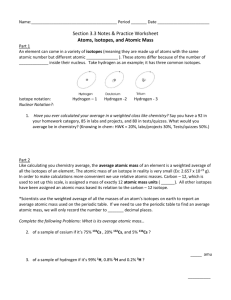 3.3 Notes & Practice WKST - Atoms, Isotopes, and Atomic Mass