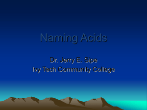 Acid Nomenclature - Ivy Tech Community College