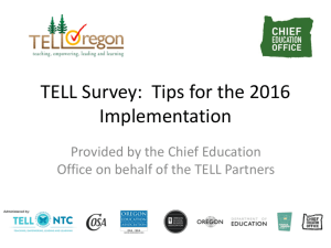 TELL Survey: Tips for the 2016 Implementation