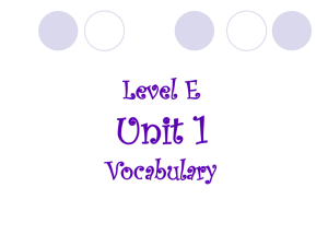 Unit 1 level E