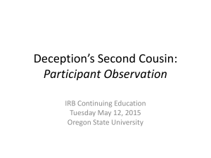 Participant Observation - Oregon State University