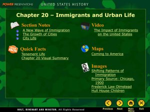 Chapter 20 – Immigrants and Urban Life