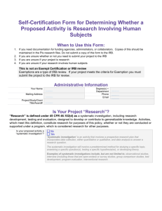 Self-Certification Form for Determining Whether a Proposed Activity
