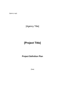 Project Definition Plan Model