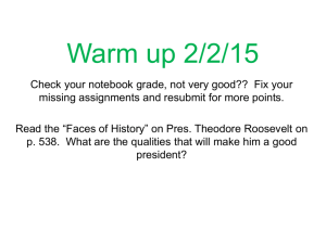 2/11 powerpoint: Teddy Roosevelt, Imperialism, counselors & senior