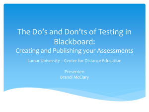 Creating and Publishing Your Assessments on Blackboard: