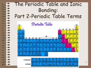 The Periodic Table and Ionic Bonding: Part 2-Periodic