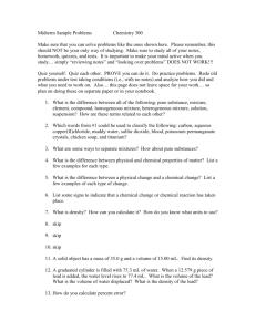 300 Midterm Sample Problems Chemistry 2013