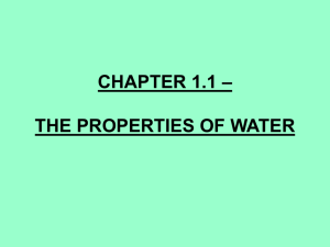 CHAPTER 1.1 – THE PROPERTIES OF WATER