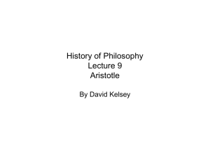 Aristotle - David Kelsey's Philosophy Home Page