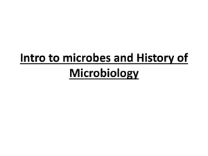 Intro to microbes and history of microbiology powerpoint