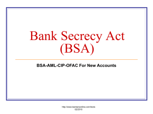 BSA for New Accounts - PPT