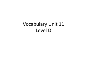 Vocabulary Unit 10 Level D