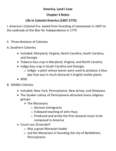 America, Land I Love Chapter 4 Notes Life in Colonial America