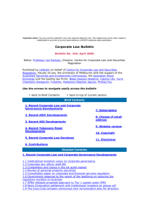 Corporate Law Bulletin 104 - April 2006