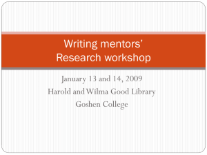 Research workshop - Harold And Wilma Good Library